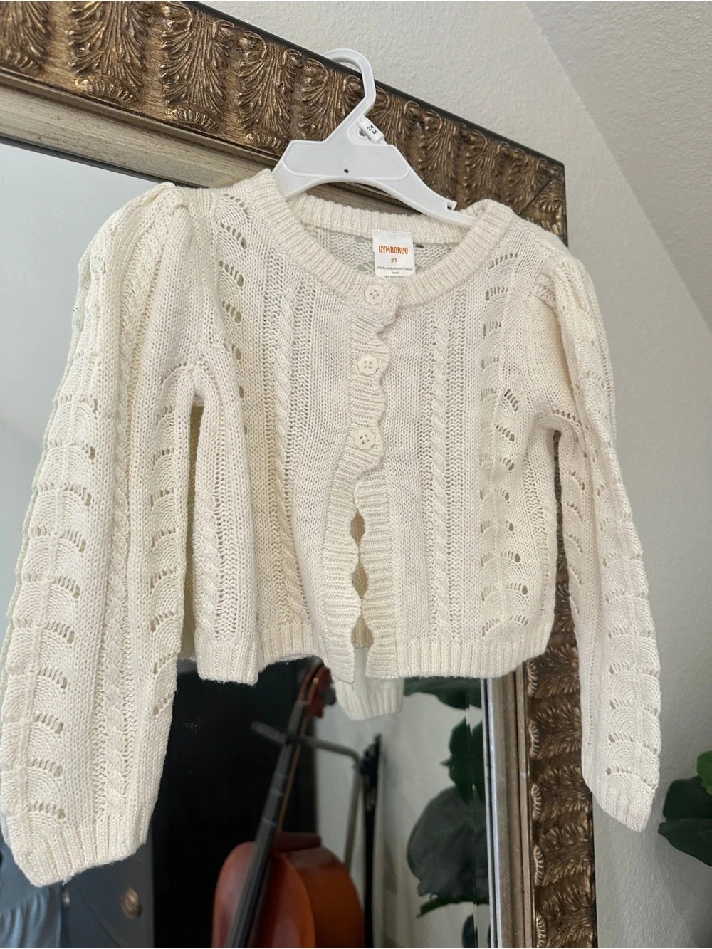 NEW Gymboree 2T Ivory Cream Pointelle Knit Button-Front Sweater Girls